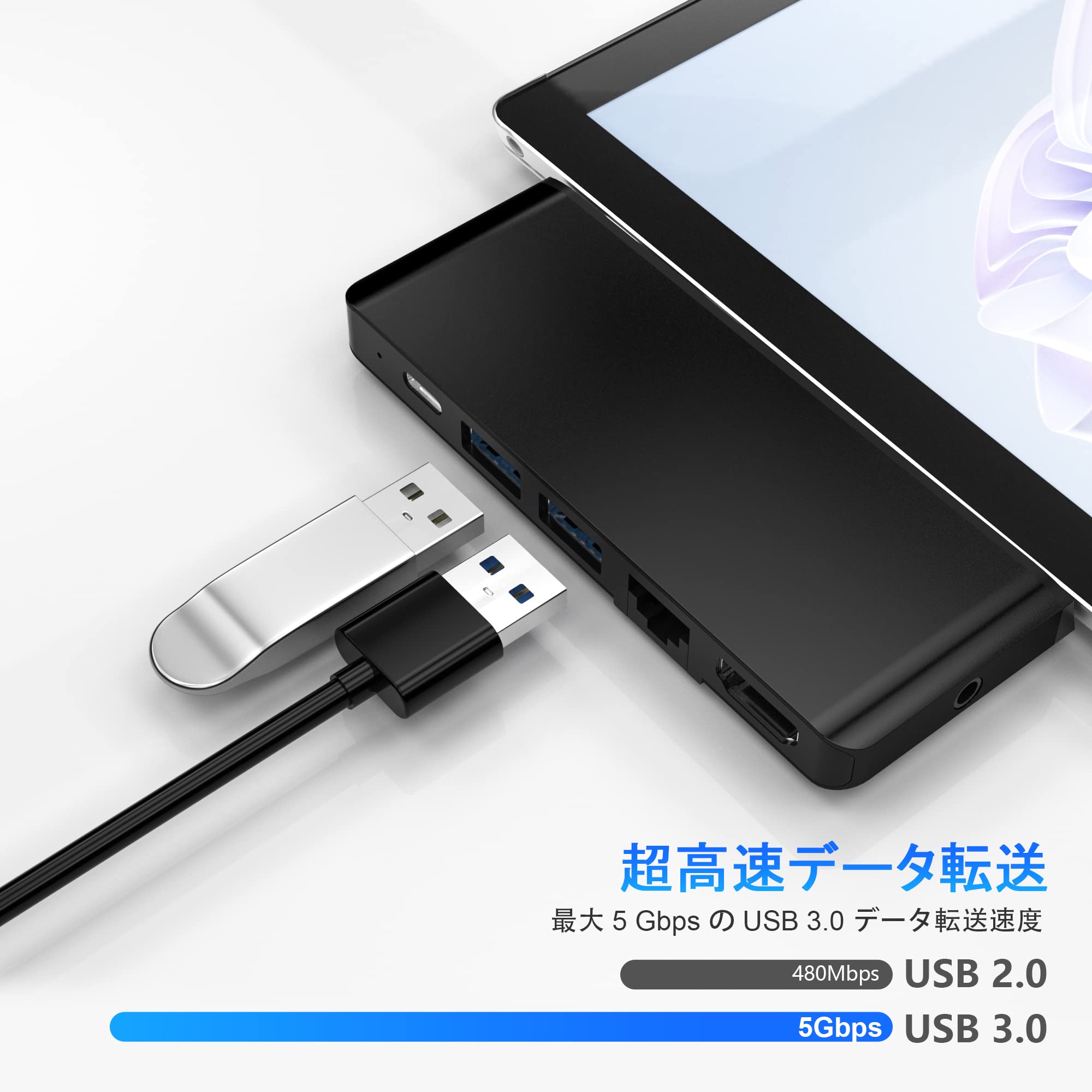 Amazon | Surface Pro 9 ハブ 8-in-2 拡張 マルチポート 4K HDMI